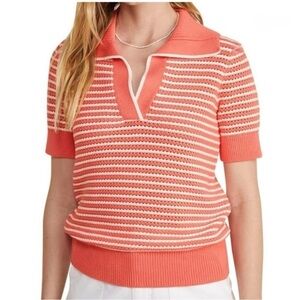 NWT Vineyard Vines open knit preppy stripe polo sweater SzL